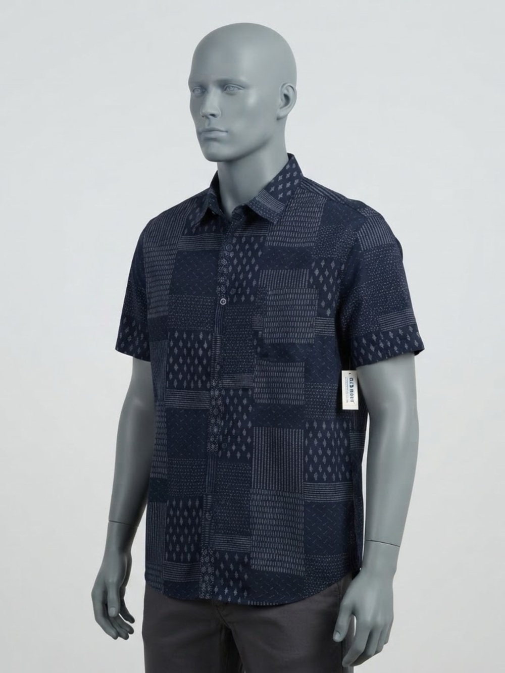 Old Navy NWT Navy Patchwork Short-Sleeve Button-Down Shirt